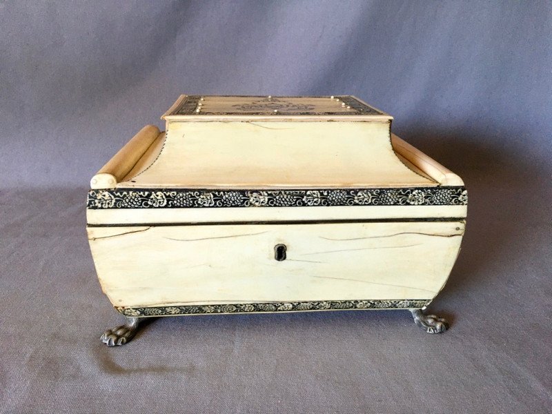 Anglo Indian Sewing Box In Ivory 19th Century-photo-2
