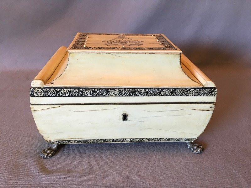 Anglo Indian Sewing Box In Ivory 19th Century-photo-1