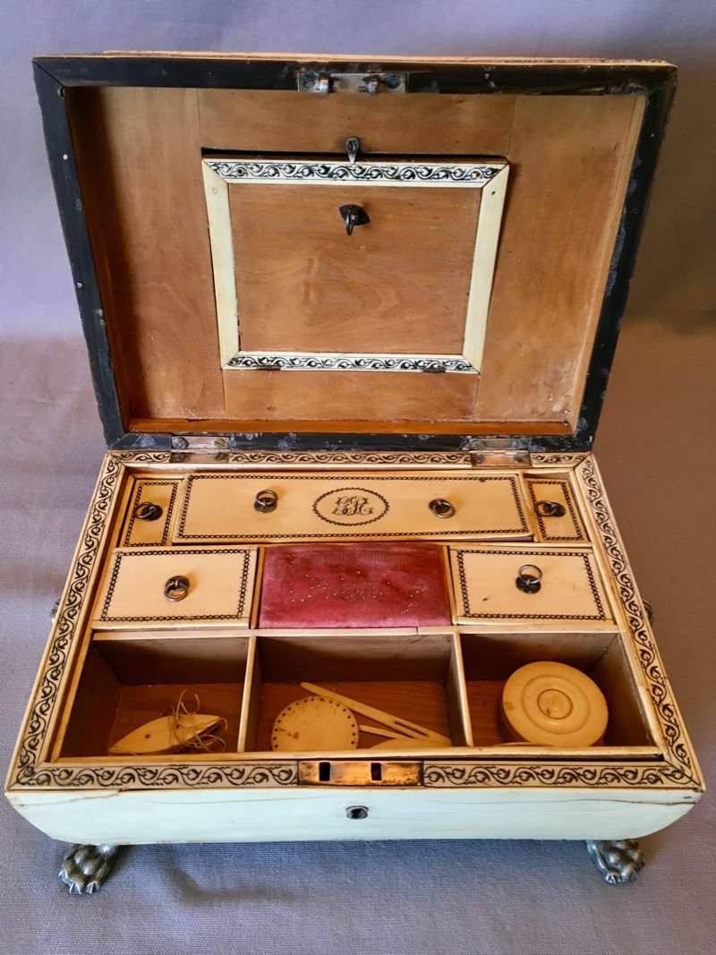 Anglo Indian Sewing Box In Ivory 19th Century-photo-5