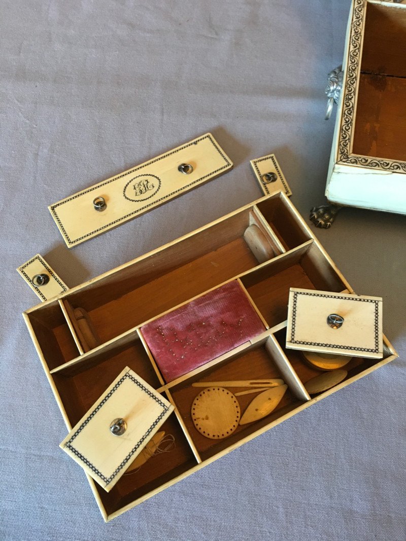 Anglo Indian Sewing Box In Ivory 19th Century-photo-8