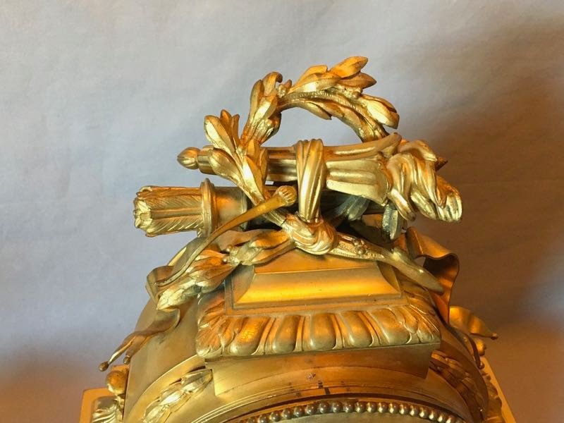 Pendulum In Malachite And Gilt Bronze Signed Raingo Frères In Paris-photo-4