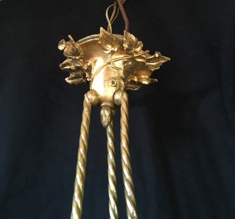 Art Nouveau Chandelier "aux Marronniers" Signed Soleau Paris-photo-3