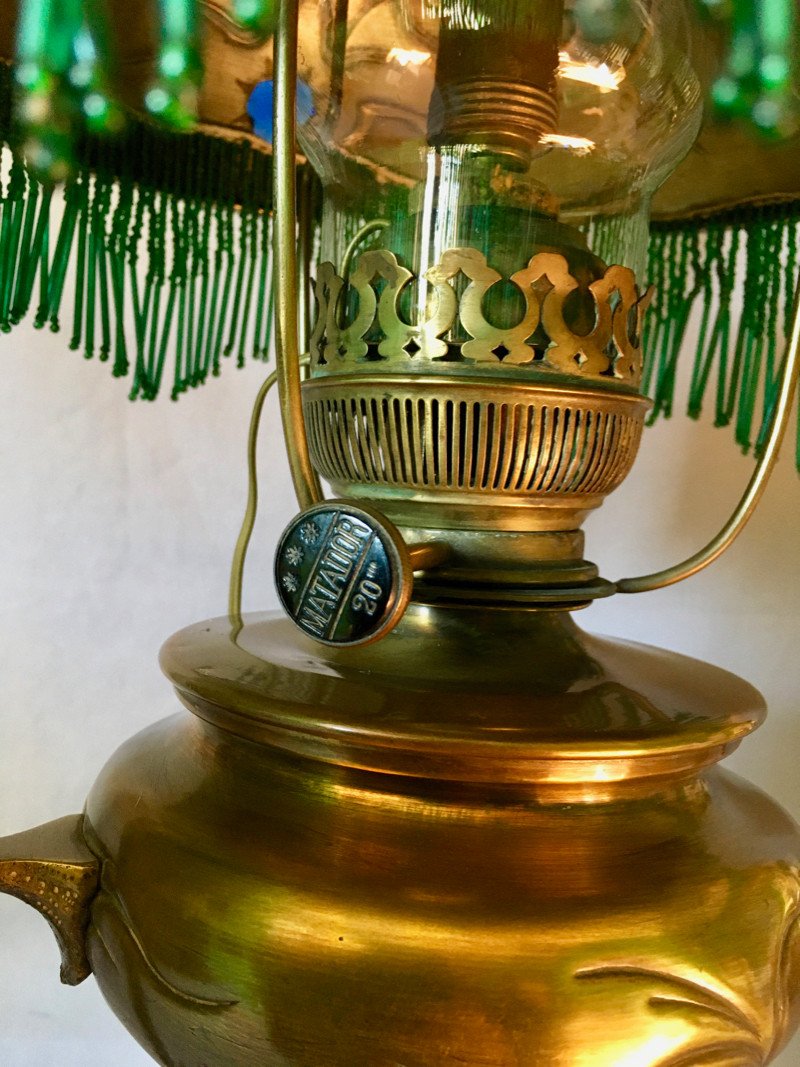 Art Nouveau Oil Lamp “peacock”-photo-6