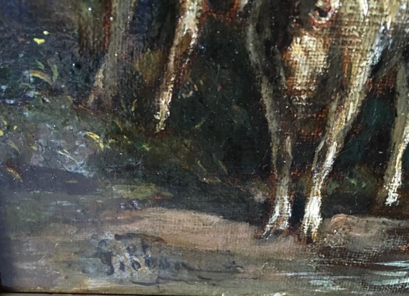 Oil On Canvas Late 18th Century Cow And Sheep-photo-3