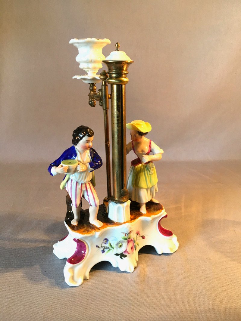 19th Century Porcelain Screen Candlestick