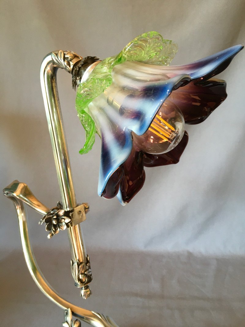 Art Nouveau Lamp In Sterling Silver-photo-4