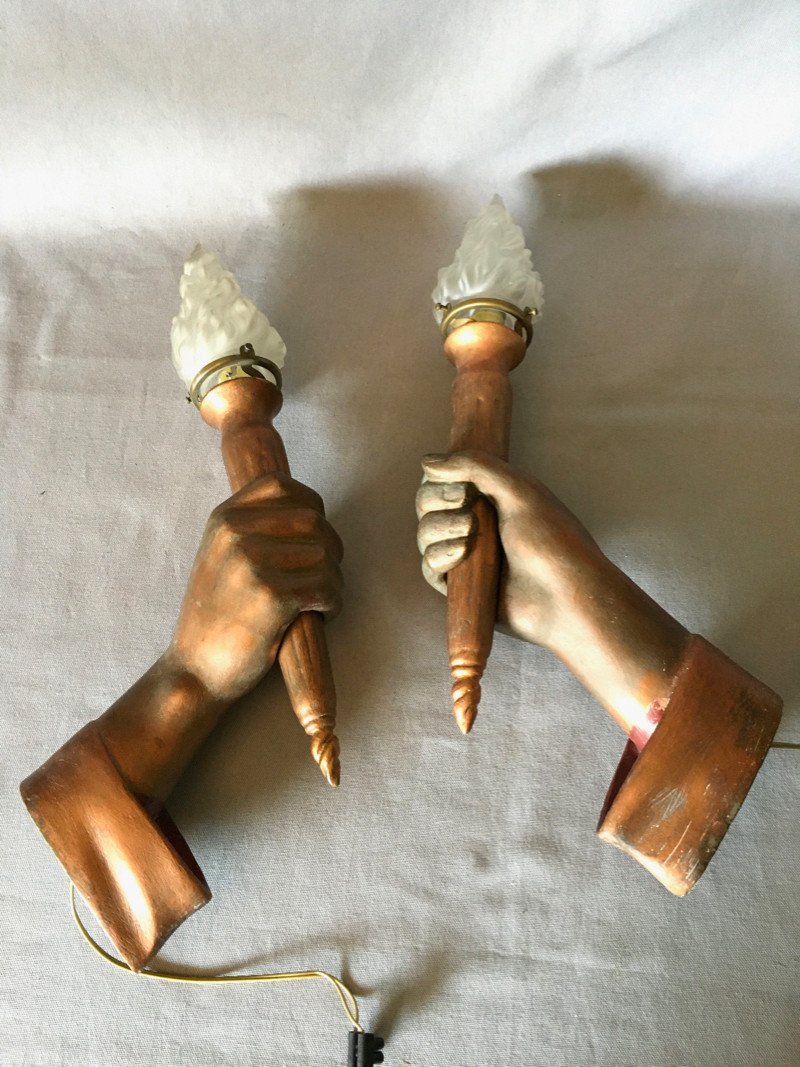 Pair Of Torchiere Wall Lights-photo-2