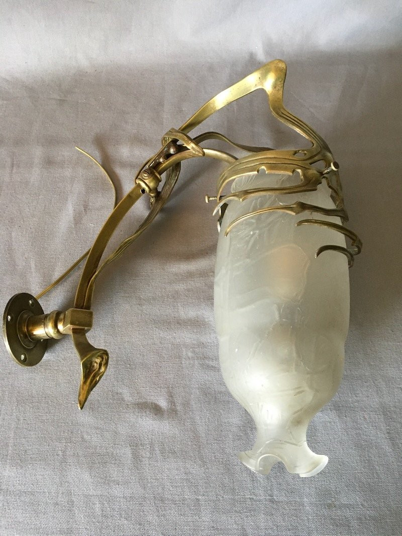 Art Nouveau "silk Cocoon" Wall Lamp-photo-2