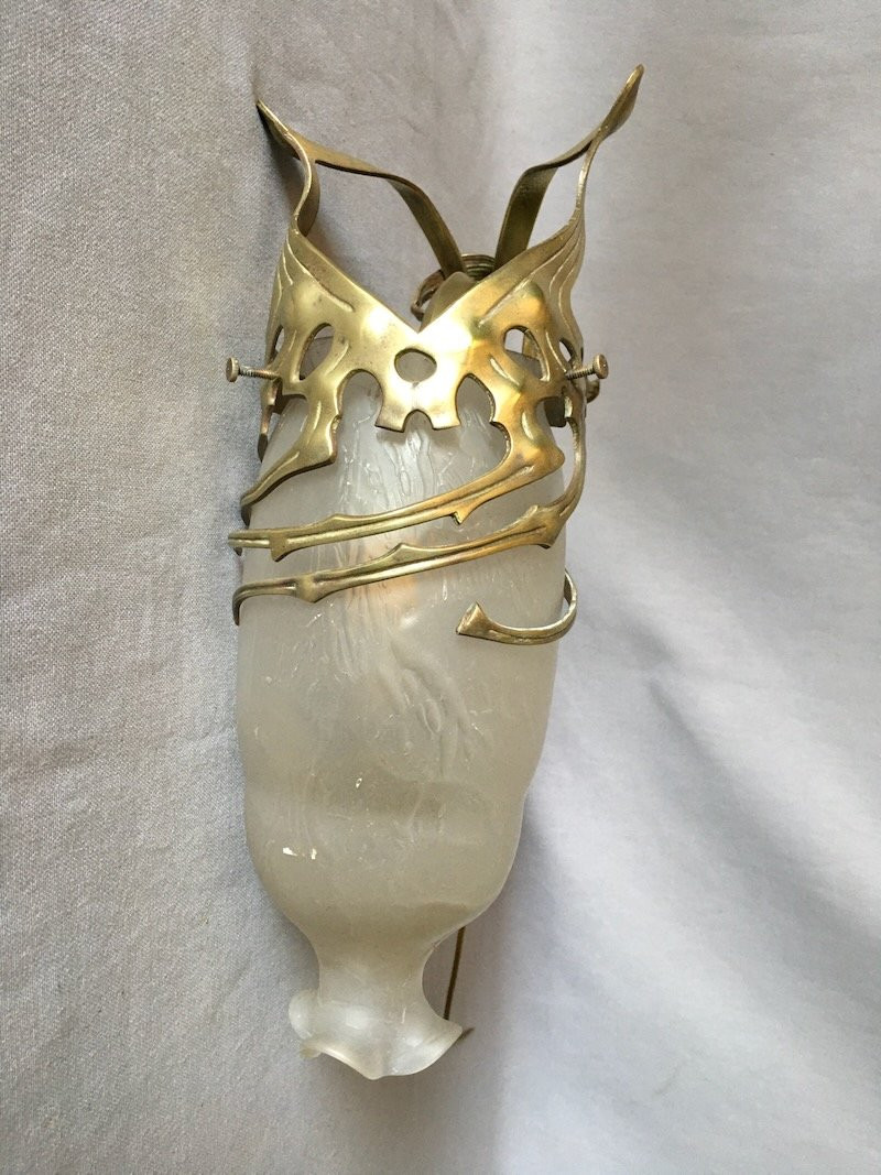 Art Nouveau "silk Cocoon" Wall Lamp-photo-3
