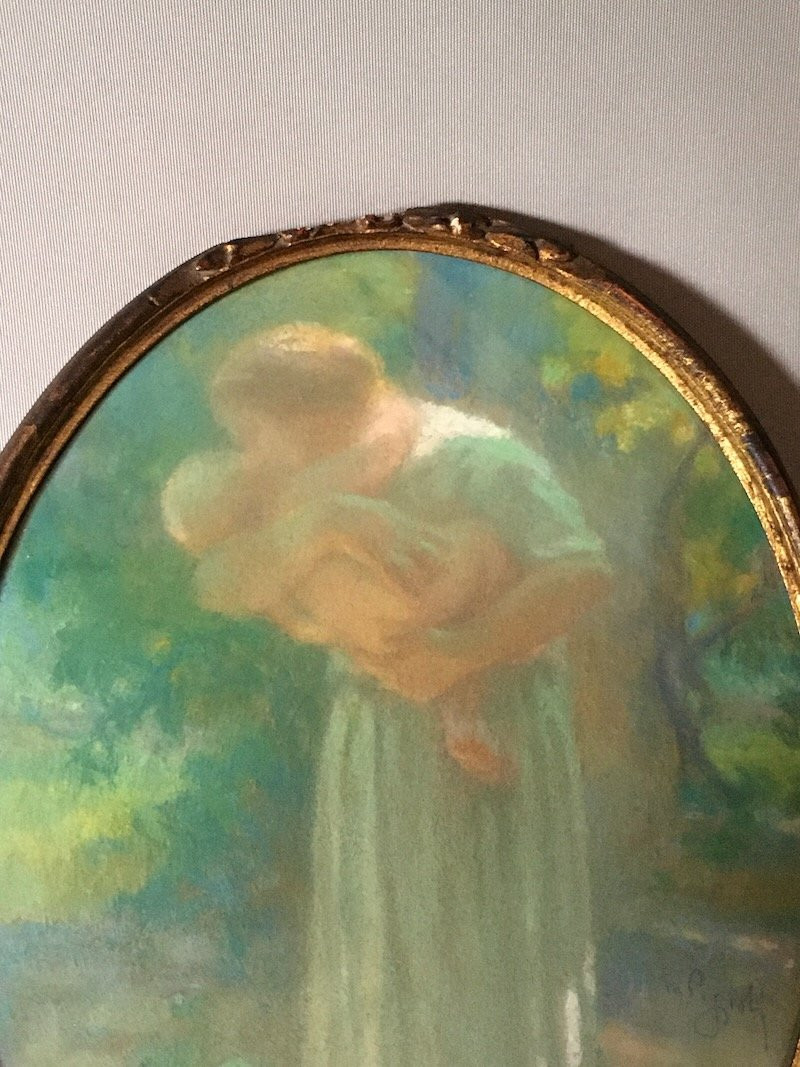 PASTEL MATERNITÉ SIGNÉ MARCEL POGGIOLI-photo-2