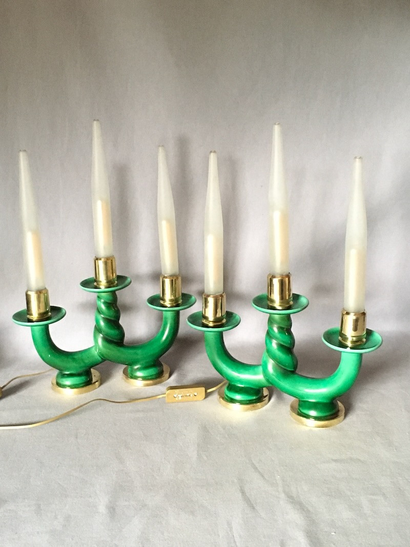 PAIRE DE LAMPES ART DECO EN PORCELAINE DE SÈVRES SIGNÉES PAUL MILET