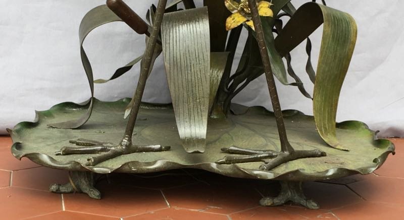  Art Nouveau : Lampadaire en bronze peint-photo-2