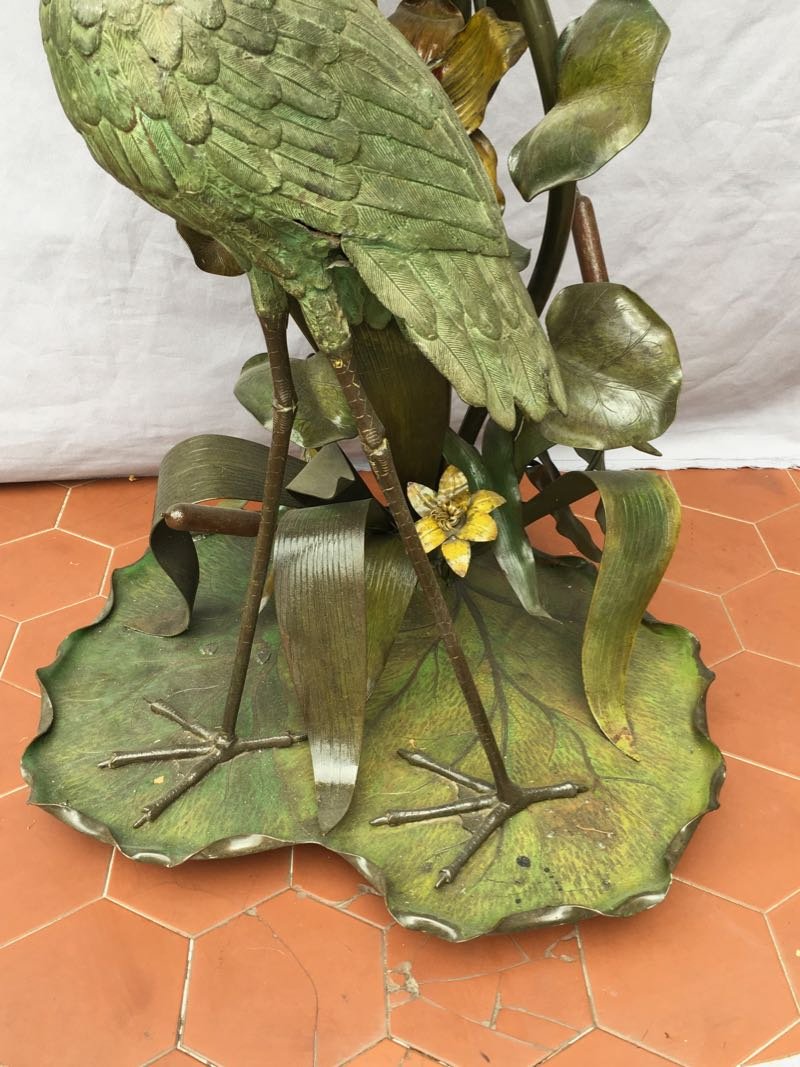  Art Nouveau : Lampadaire en bronze peint-photo-3