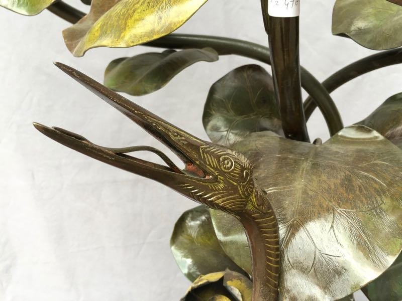  Art Nouveau : Lampadaire en bronze peint-photo-2