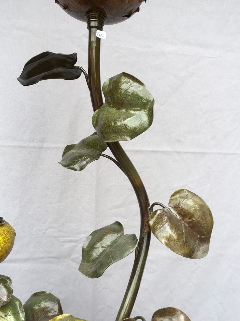  Art Nouveau : Lampadaire en bronze peint-photo-5