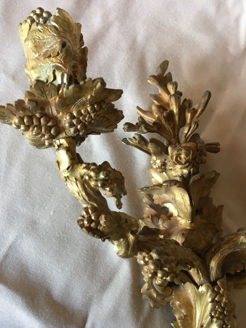Pair Of Charles X Wall Light In  Gilded Bronze-photo-4