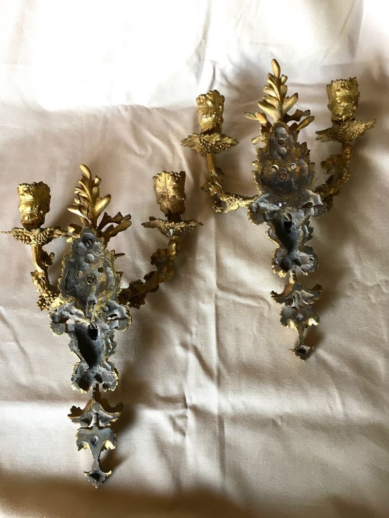Pair Of Charles X Wall Light In  Gilded Bronze-photo-2