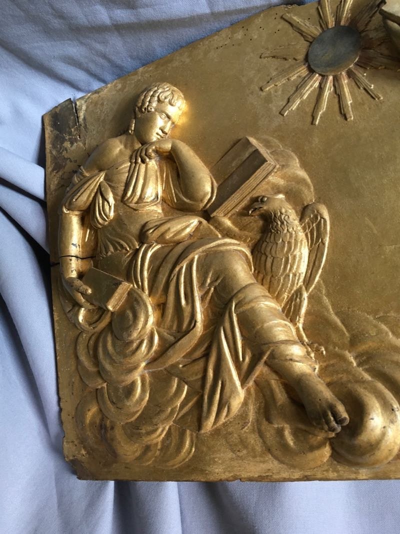 Carved And Gilded Wooden Panel In Low Relief -photo-2