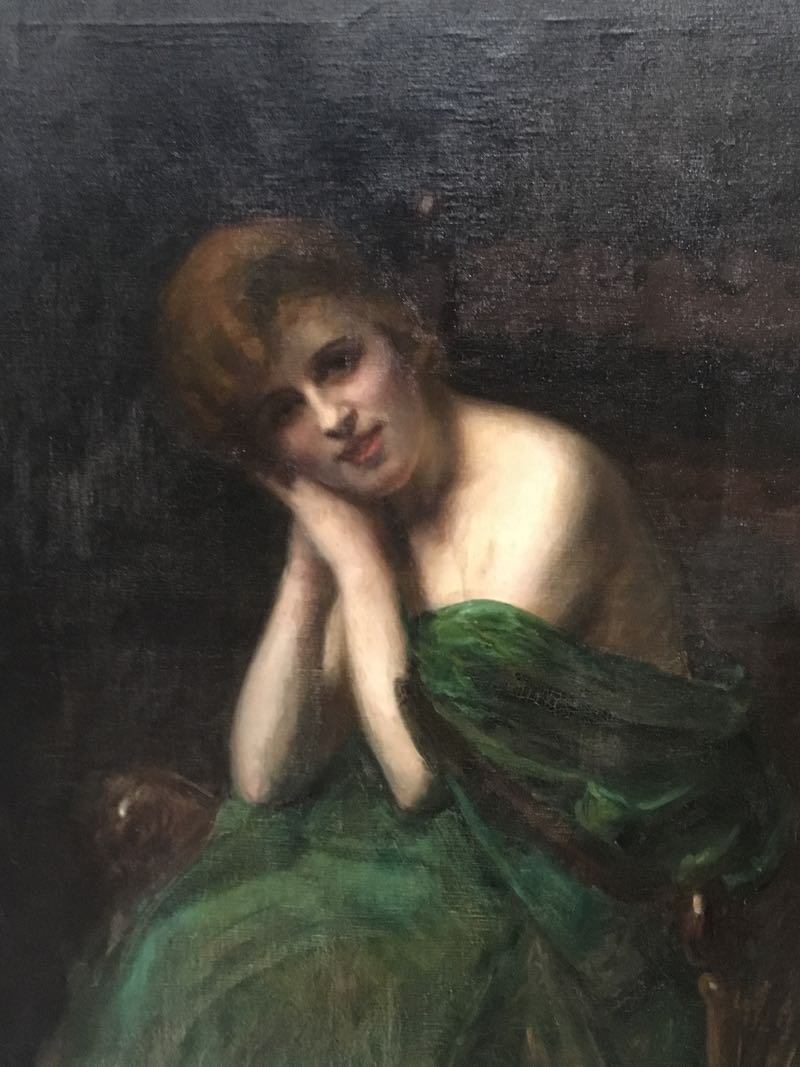 Grand Tableau Huile Sur Toile Jeune Femme époque Art Nouveau