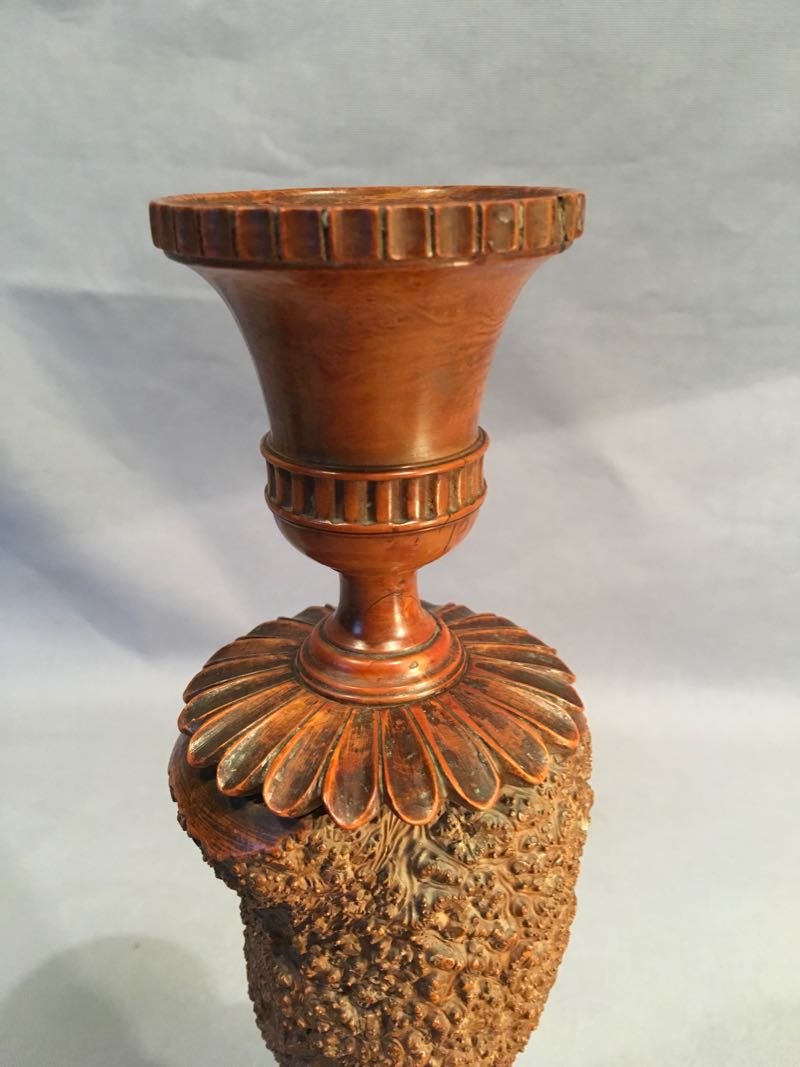 Paire De Bougeoirs Charles X En Bois Tourné-photo-1