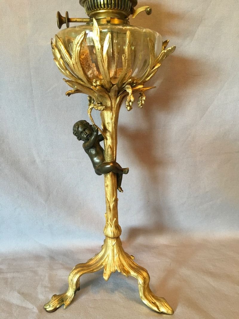 Large Bronze Oil Lamp-photo-2