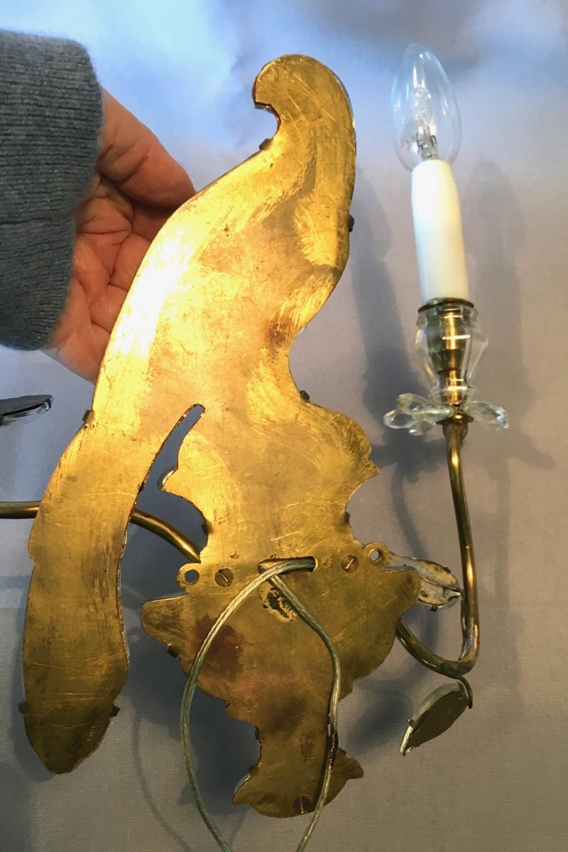  Paire d'Appliques  Maison BAGUES Perruche ou Perroquet.-photo-2