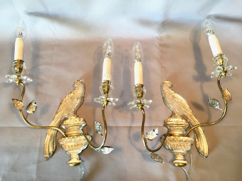  Paire d'Appliques  Maison BAGUES Perruche ou Perroquet.