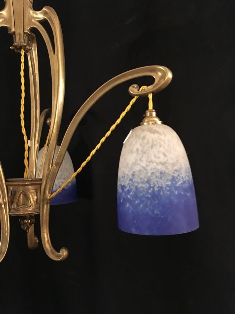 Lustre Art Nouveau dans le goût de Majorelle-photo-4