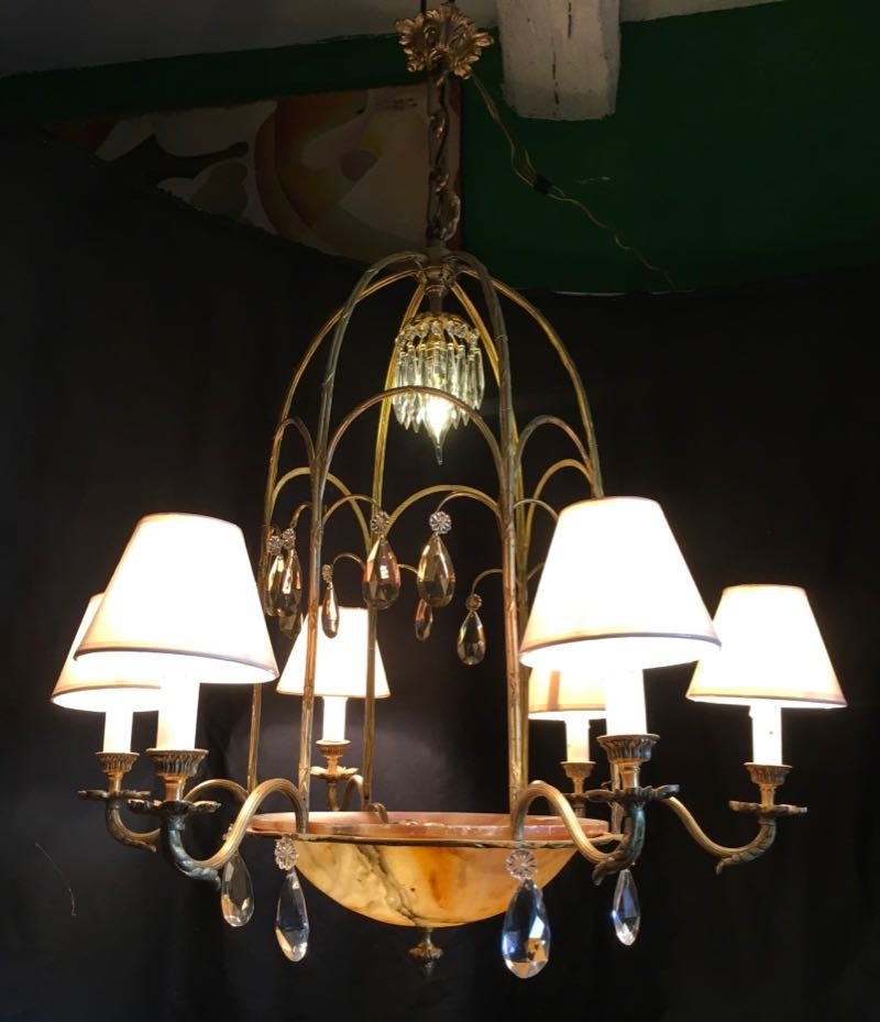 Large Chandelier 1920 Cage Shaped-photo-2