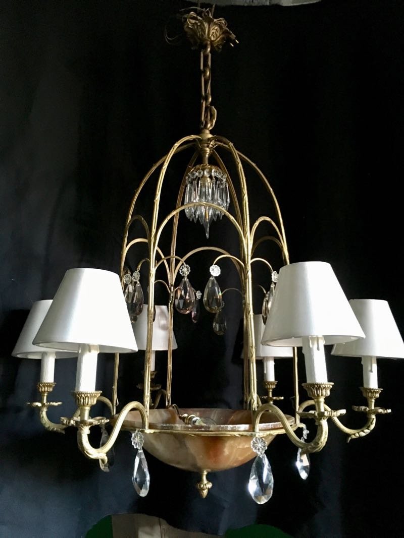 Large Chandelier 1920 Cage Shaped