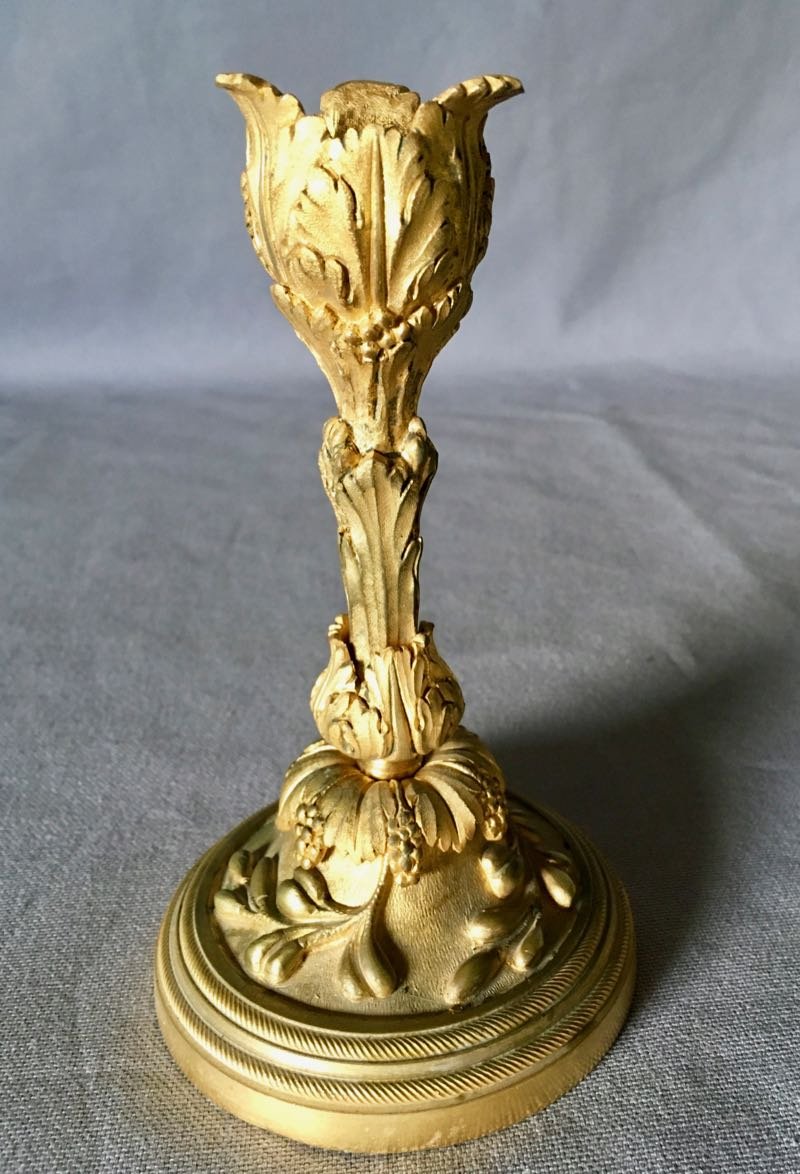 Paire De Bougeoirs Rocaille XIXe-photo-3