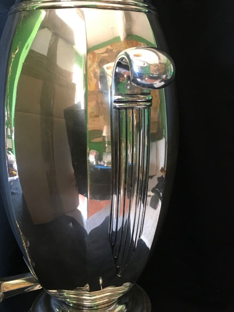 Samovar Art Deco En Metal Argente-photo-4
