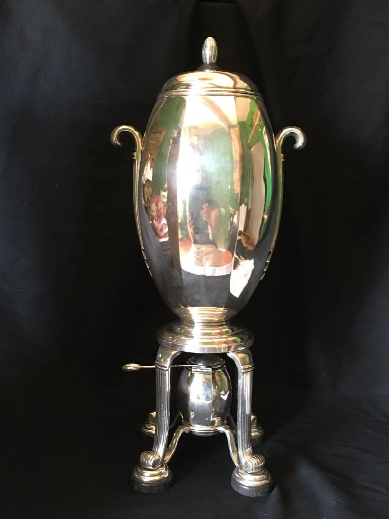 Samovar Art Deco En Metal Argente-photo-3