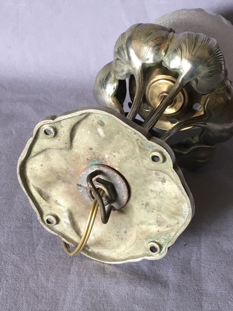Petit Lustre Art Nouveau en Métal Argenté-photo-1
