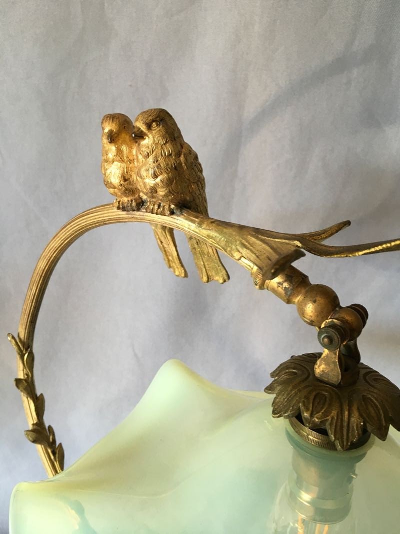 Grande Lampe Art Nouveau Aux Perruches-photo-2
