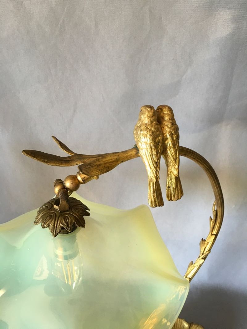 Grande Lampe Art Nouveau Aux Perruches-photo-3