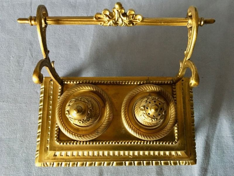 Nineteenth Gilt Bronze Restoration Style Inkwell-photo-3