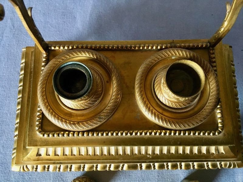 Nineteenth Gilt Bronze Restoration Style Inkwell-photo-1