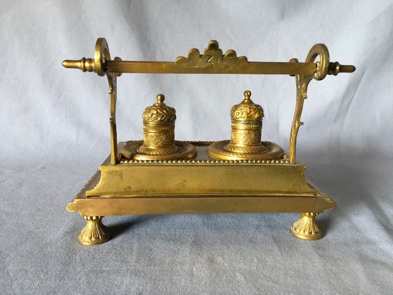 Nineteenth Gilt Bronze Restoration Style Inkwell-photo-2