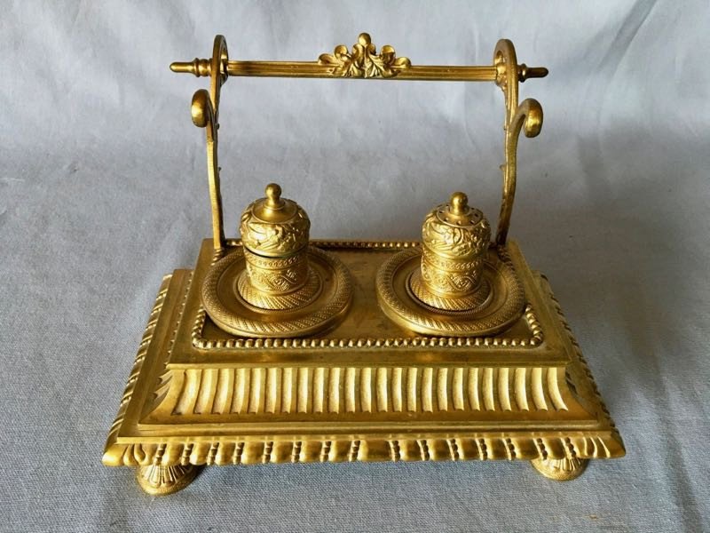 Nineteenth Gilt Bronze Restoration Style Inkwell-photo-3