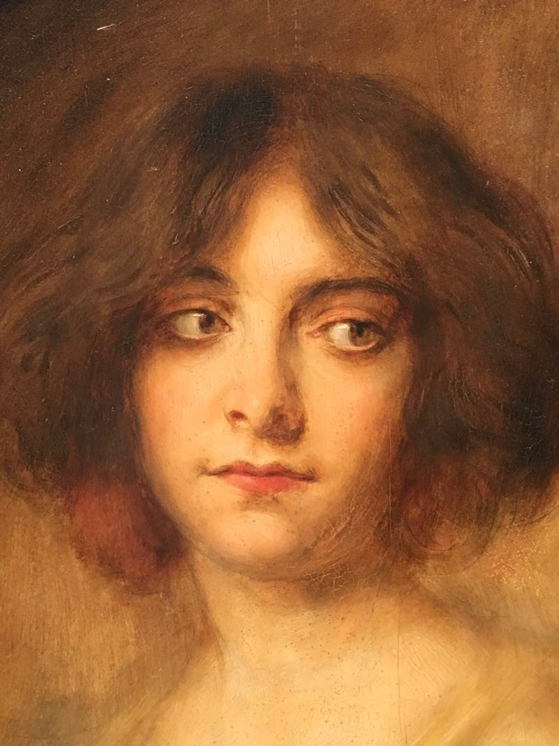 Huile Sur Panneau Portrait Art Nouveau Signé René Avigdor 1904-photo-2