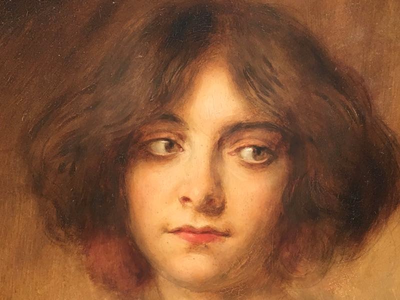 Huile Sur Panneau Portrait Art Nouveau Signé René Avigdor 1904-photo-3