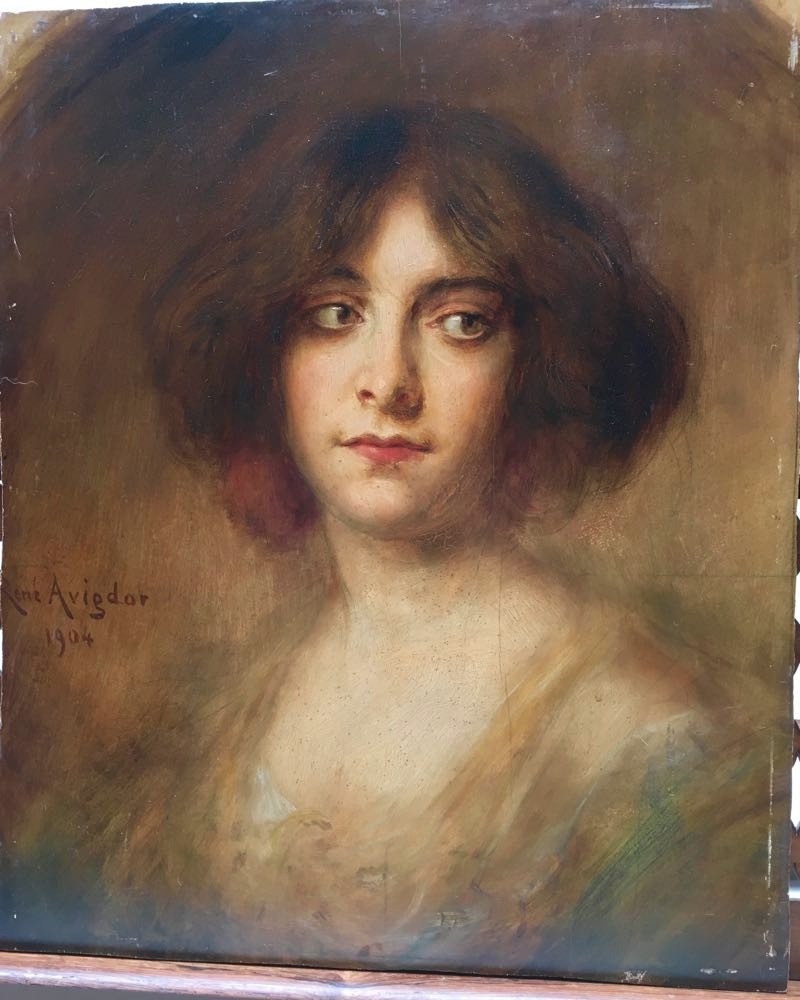Huile Sur Panneau Portrait Art Nouveau Signé René Avigdor 1904