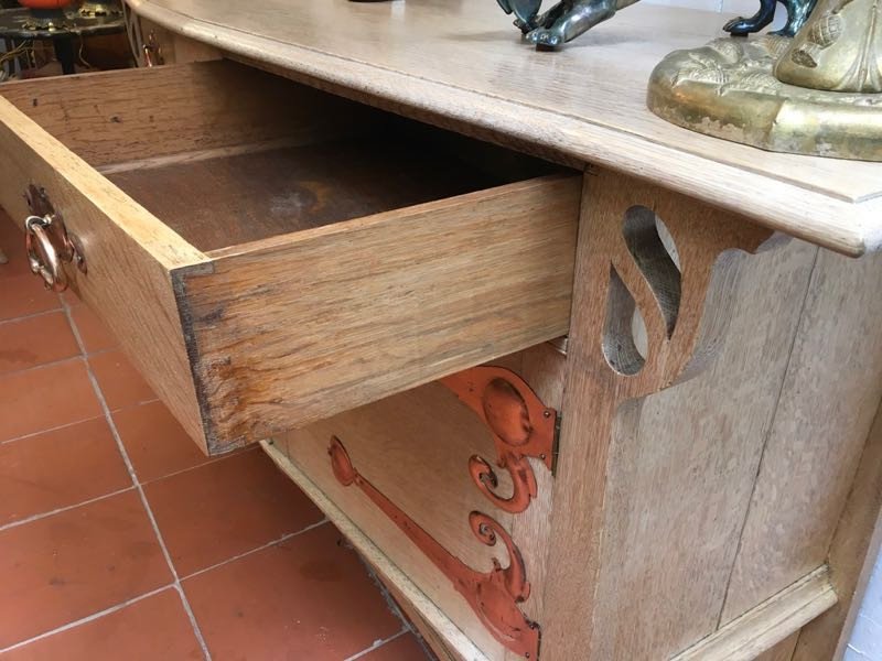 Art Nouveau Sideboard In Lightened Oak-photo-4