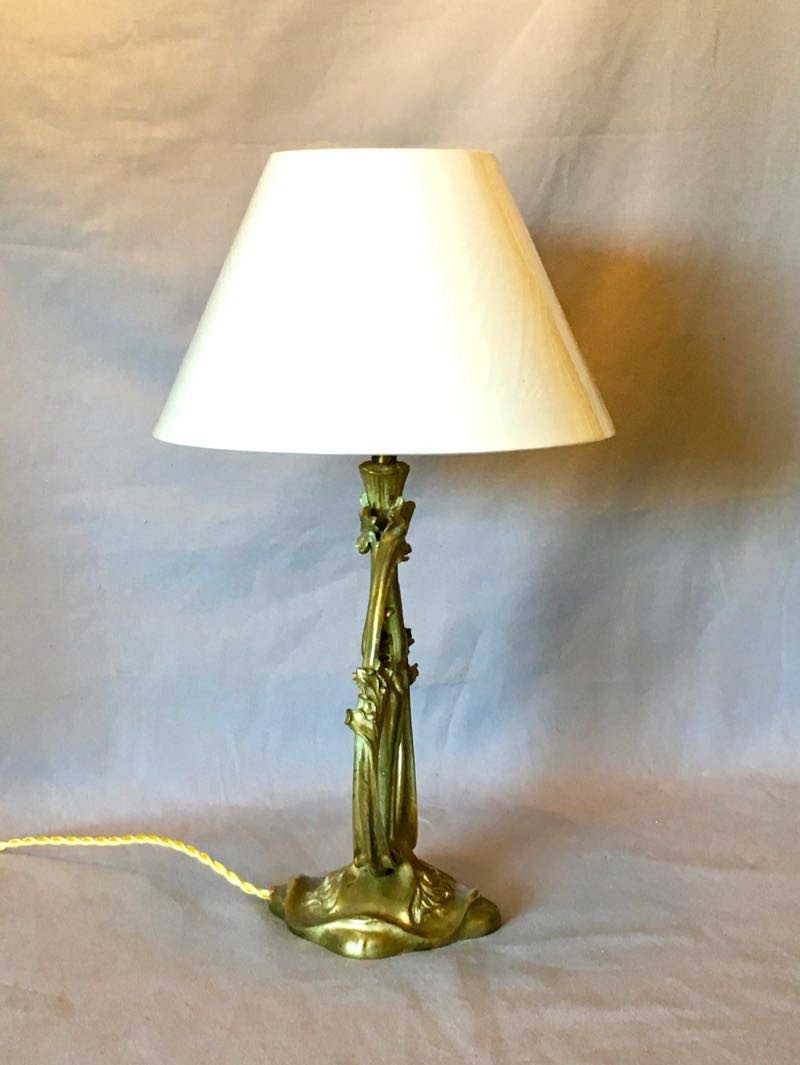 Art Nouveau Gilt Bronze Lamp-photo-2