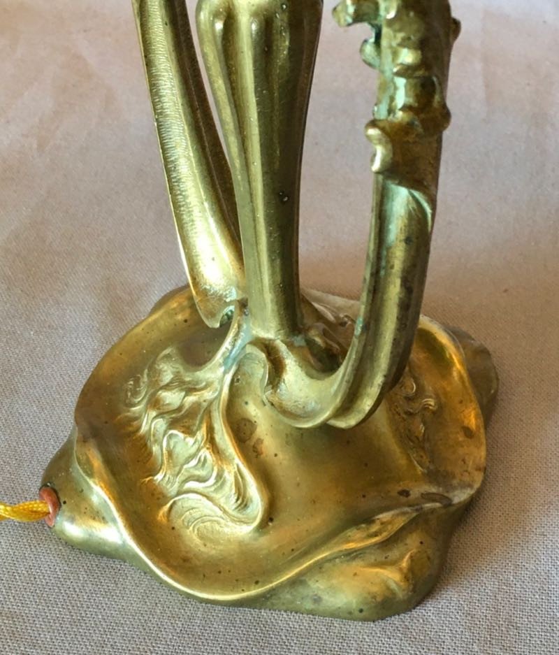 Art Nouveau Gilt Bronze Lamp-photo-3