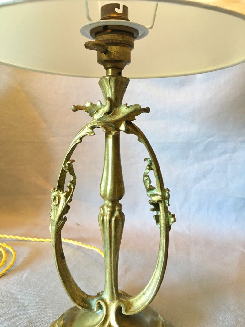 Art Nouveau Gilt Bronze Lamp-photo-4