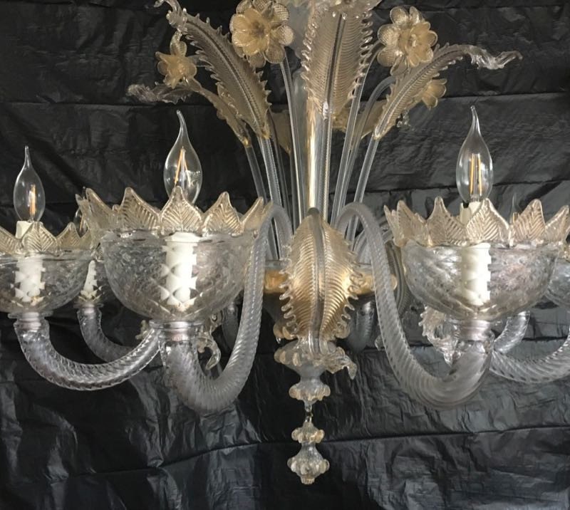 Paire De Grands Lustres Murano-photo-1
