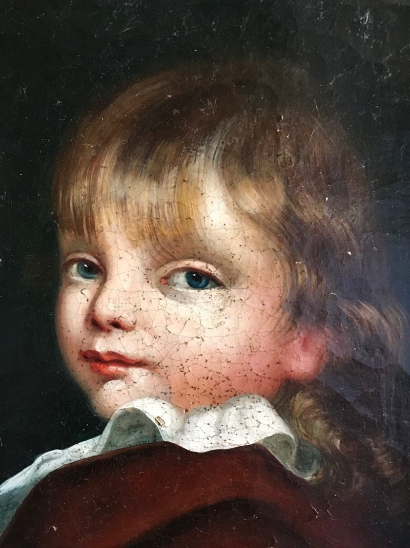 Huile Sur Toile XVIIIe Portrait Jeune Garçon-photo-3