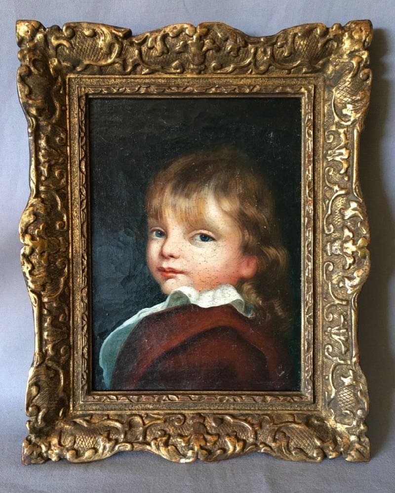 Huile Sur Toile XVIIIe Portrait Jeune Garçon